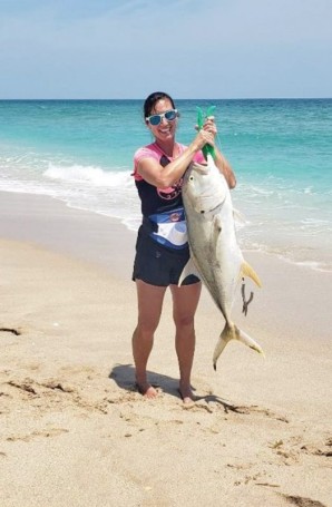 Lyndsie Mustian took this nice jack crevalle out of the Sebastian Inlet surf.