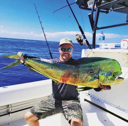 Capt. Leo Lamelas with a nice gaffer dolphin caught out of Haulover Inlet