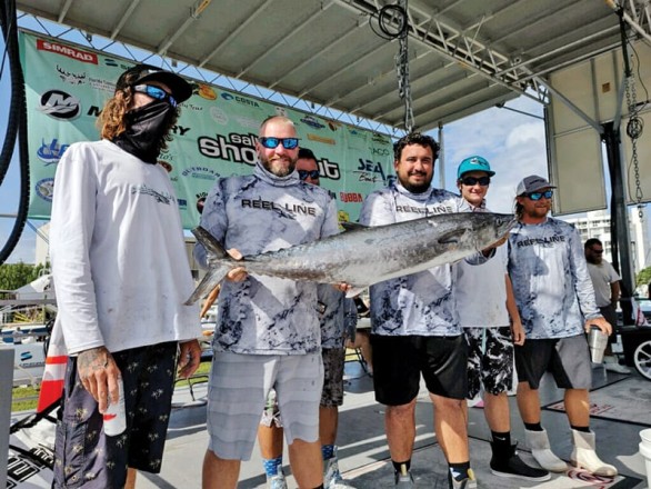 The Reel Line Fishing team weighed a 37.4 pound  kingfish at the Saltwater Shootout.