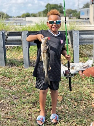Six year old Sandro caught his personal best freshwater snook on a live shiner.