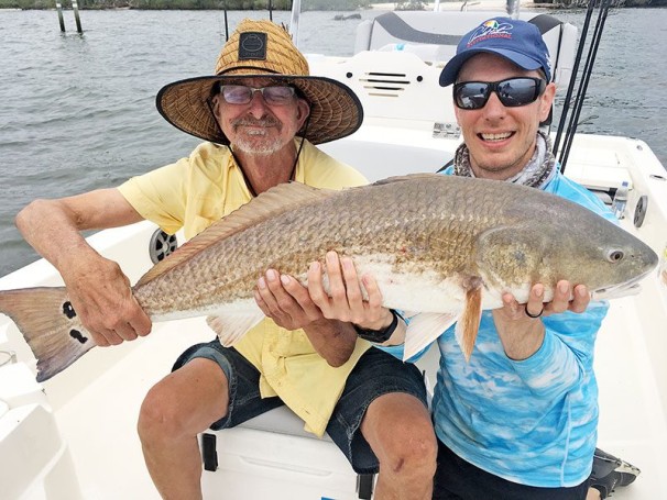Nick took his father (who has terminal brain cancer) out  with Capt. Jim Ross of Fineline Fishing Charters on a  recent fishing trip on the Banana River, where his dad landed his personal best redfish. Awesome!