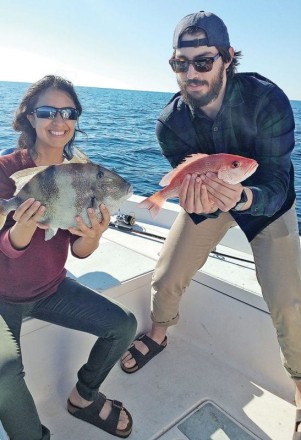 Austin & Anjelica’s first ever reef fishing trip.