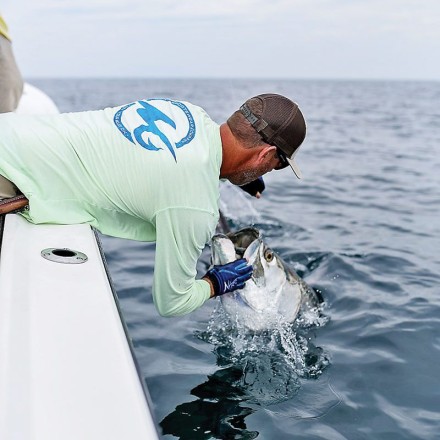 Capt Justin Leake of Panama City Inshore spends a lot of time wrangling tarpon