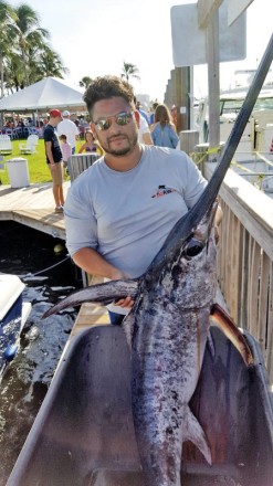 Kenny with a nice swordfish caught off Fort Lauderdale