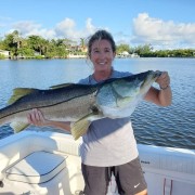 Kerry Mayko of Lantana caught this 42 inch snook on 15lb. mono with a live mullet just north of the Boynton Beach Inlet.