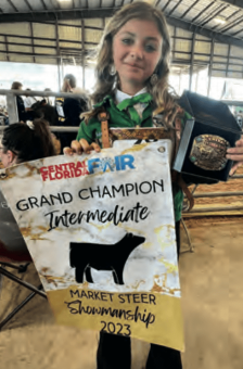 Aubrie Winters was the Over-all Grand Champion of the Intermediate age group with her Steer Walden at the Central Fla Fair Livestock Auction!
