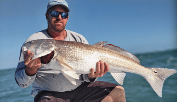 Sebastian Inlet Capt. Shane Trottier of Whatever Turns U On Fishing Charters got to do a little “me time” fishing and pulled in this big 41-inch bull redfish at Sebastian Inlet.