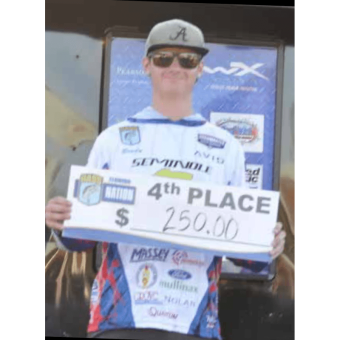Congrats Brady Biles from Seminole Jr Anglers with a 4th place finish fishing solo at the Florida BASS Nation event at Lake Seminole in Bainbridge Georgia