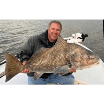 Capt. Troy Perez with a “Mogan” Black Drum caught in the Indian River Lagoon, big schools are grouped up and happy to eat!!