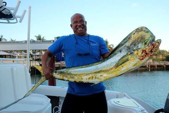 Bull dolphin caught 30 miles off Grand Bahama, close to the Great Issacs.