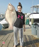 Franny Mastrangelo with her 8lb 6oz fluke she weighed in at West Lake Fishing Lodge on July 18th!