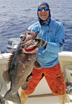 Bob Kalbaugh caught this 50 pound wreckfish while deep dropping in 950 feet off Fort Lauderdale.