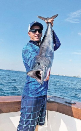 Andrew with a nice wahoo caught with New Lattitude Sportfishing.