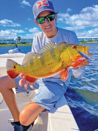 Captain Johnny Stabile with a nice 5lb. peacock bass on artificial.