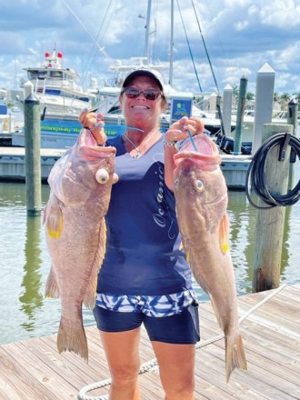 Nikki Heenan slayed a pair of yellowedge grouper on a Pulley Ridge trip aboard the American Patriot