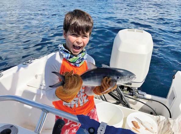 7 year old Lucas caught this blue runner while fishing with his uncle Joe out of Pompano Beach.