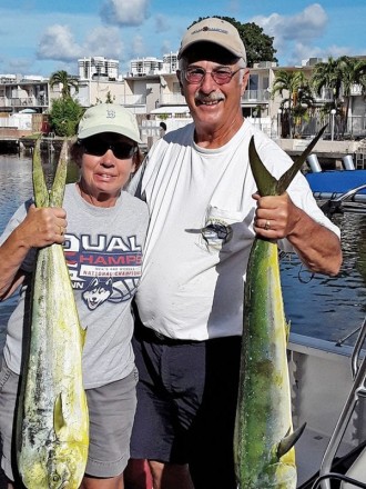 Rit Forcier and his wife Paula scored a few mahi for dinner off Hallandale