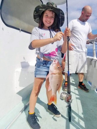 Nice mutton snapper caught by this fisher gal aboard the Catch My Drift.