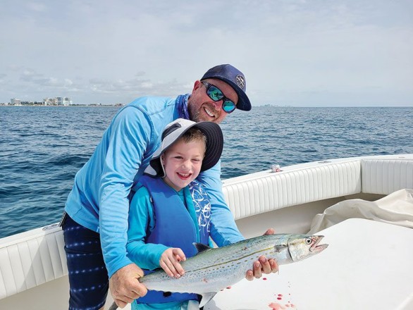 Five year old Jacob caught this cero mackerel with the help of his Uncle Ryan.
