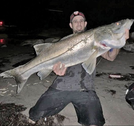 Justin Wilson with a nice snook caught on a jig off Hillsboro Beach