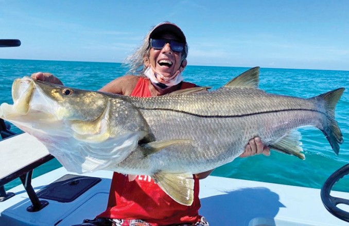 David Lawrence caught this monster snook using a live croaker on the outgoing tide