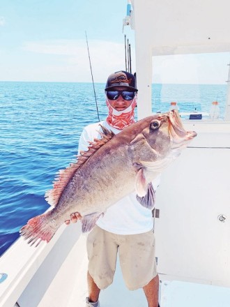 Capt. TJ Ralph of Flatline Sportfishing teamed up with Capt. Vinny Sacks of YB Normal Sportfishing and bagged  a stud snowy grouper.