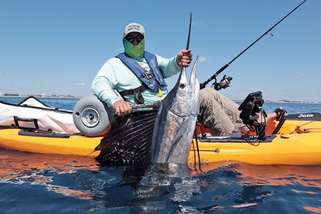 Pablo Suarez caught and released his first sailfish from the kayak