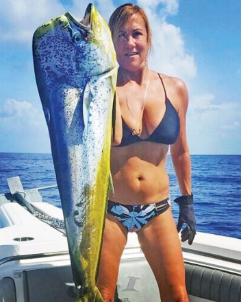 Lisa Burge with a nice bull she caught off Islamorada