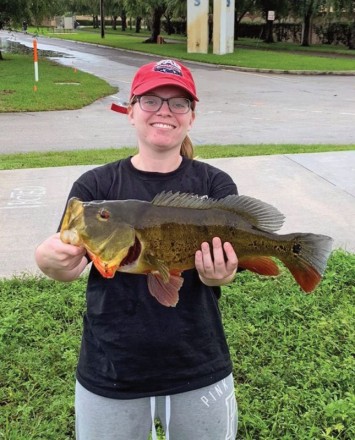 Kylie Calnan aka @scallywagkylie caught this solid peacock bass on a live shiner.