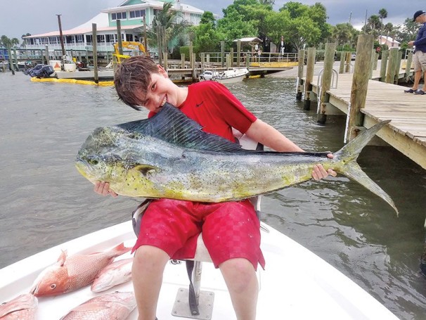 Eleven-year-old Reed Trottier caught  this 21.6 lb. bull dolphin during the 2020 Central Florida Shootout to win first place in Jr. Angler and second  for overall biggest dolphin. Congrats!