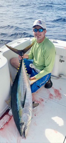 James Holdsworth hooked this sweet yellowfin tuna in the offshore gulfstream.