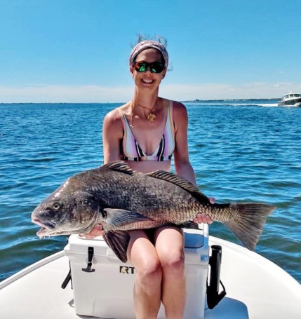 Michelle Wyatt caught this hefty black drum in Titusville