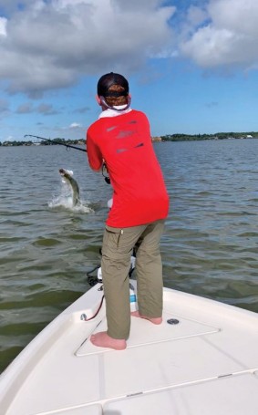Zach Catlett hooked a nice birthday tarpon on a trip with Fineline Fishing Charters
