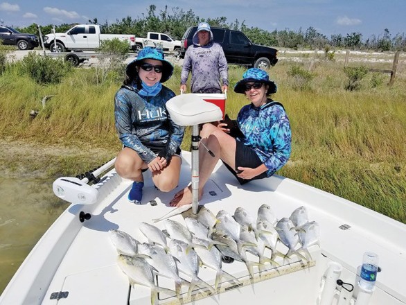 Becky Hillenbrand, Lauren Tucker and PJ with a fine haul of pomps.