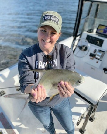 Here’s a rare find!  A permit caught in our bay with Capt Rosie Reelrosie Charters.