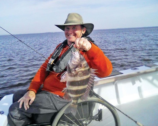 John David with a nice sheepshead aboard Natural World Charters with Capt. Chester Reese.