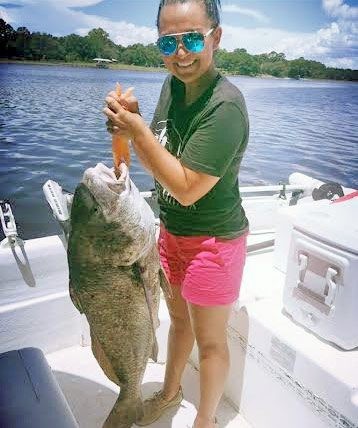 J’Nae Mullen with a huge black drum