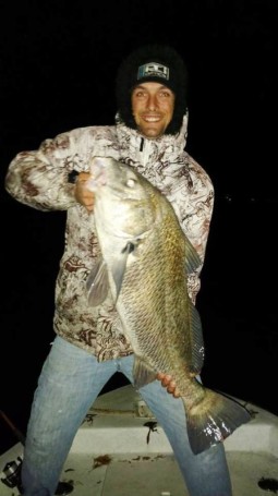 Justin Anthony Arruda Rod and reel was a ugly stick with a Penn pursuit 2 . 20lbs mono with a 4 to 5 in shrimp. Just out of the mouth of Sebastian inlet