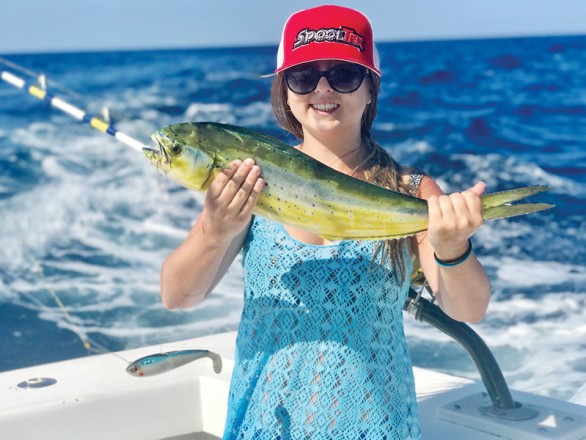 Mahi caught by this fisher gal using a SpoolTek casting bait.