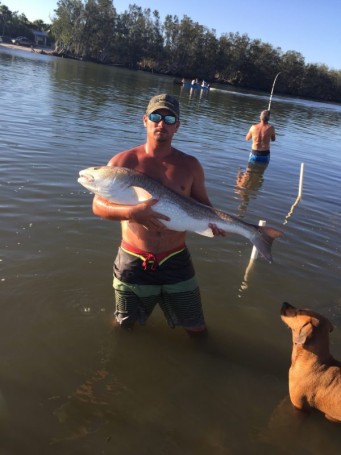 Chris Lambert with his big red caught less than 15 minutes after Darrells big boy an look in the back ground darrell is bringing in the thrird one