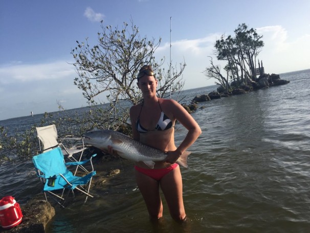 Devon Campanella with a good size red at Haulover Canel