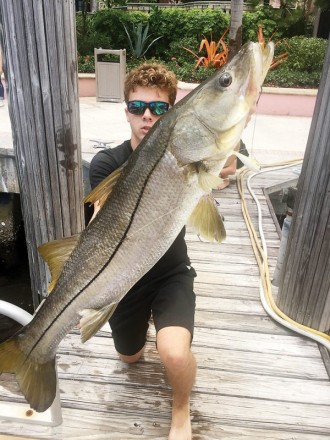 Nate caught this monster snook in Lake Boca.