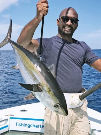 Nice blackfin tuna caught with Nomad Fishing Charters.