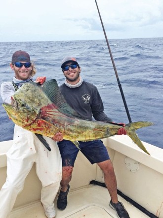 Big bull dolphin caught aboard the Double Threat.