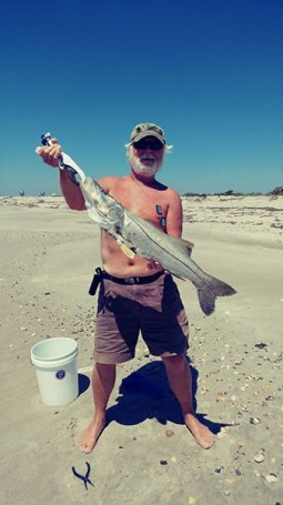The "old sarge" Merritt Nord of Merritt Island caught this 32 inch snook in the Canaveral Bight on a red and silver magnum Bomber.