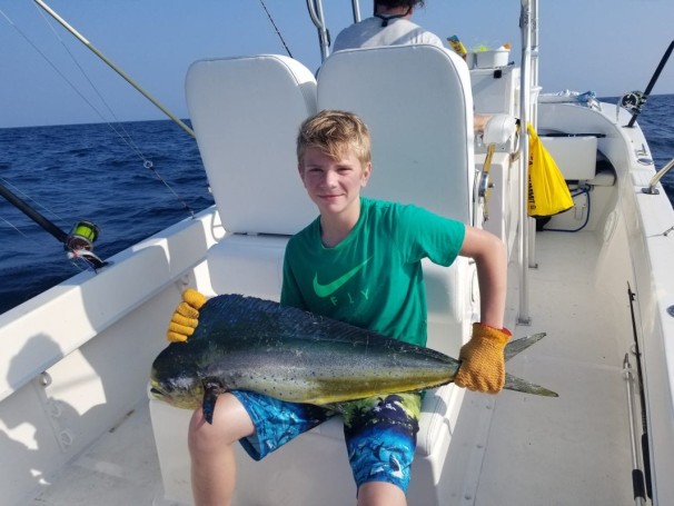 Tyler Beck caught this nice mahi in 180 ft off the Cocoa Beach coast. It was later consumed at Grills by his family.