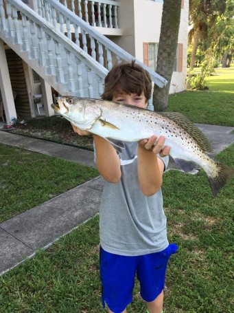 Jonah Hatcher canal trout on a top water Zara Spook mid morning