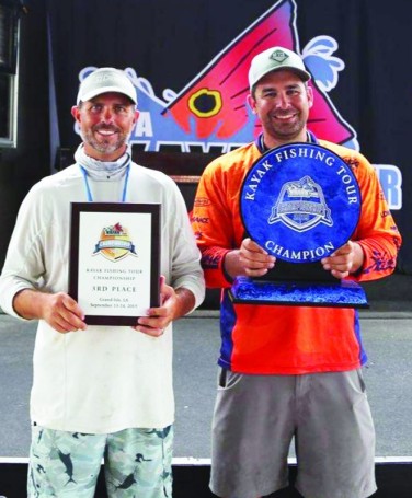 Grand Isle, LA. Benton Parrott, 3rd place and Brendan Bayard taking 1st place at the IFA Kayak Fishing Tour