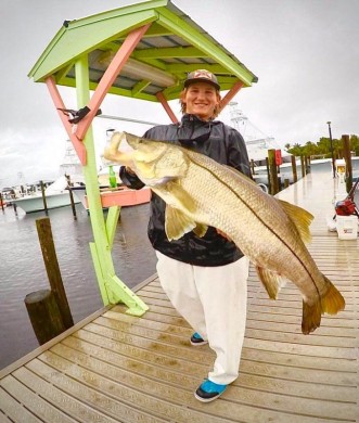 Nice snook caught under a dock in the Manatee Pocket