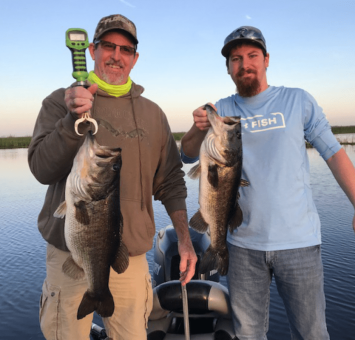 A pair of nice Bass caught fishing the “Big-O” with Capt. Angie Douthit